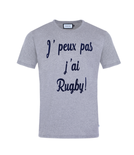 T-Shirts MC Homme " Je peux pas j'ai rugby !" Gris Racing 92