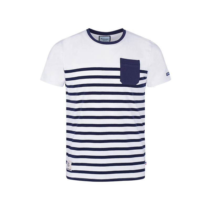 T-Shirt MC Marinière Rayé Blanc Marine