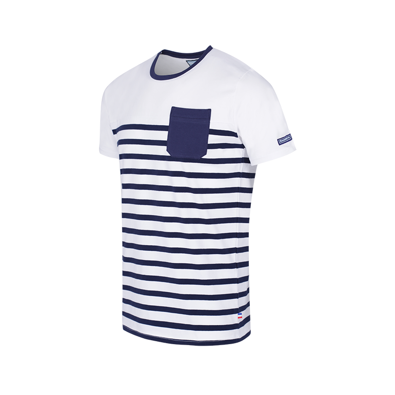 T-Shirt MC Marinière Rayé Blanc Marine