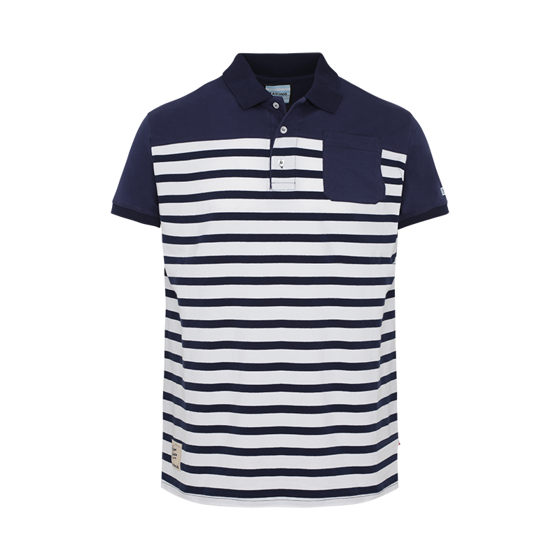 Polo MC Marinière Rayé Ciel Marine