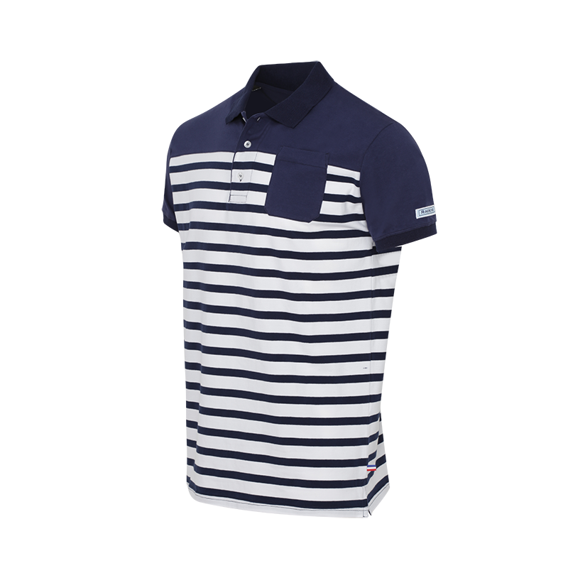 Polo MC Marinière Rayé Ciel Marine