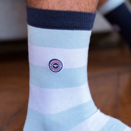 Chaussettes Rayées Ciel et blanc Racing 92 x Le Slip Français